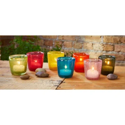 Tag Paint Box Blown Glass Tealight Holder In Pink