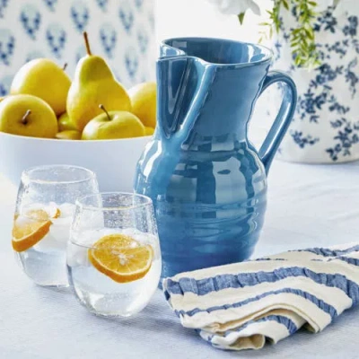 Tag Garden Novelty Shaped Blue Glazed Stoneware Pitcher 64 Oz. In Blue