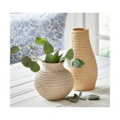 Tag Paper Mache Cream Decorative Indoor Vase 6.0l X 6.0w X 10.5h Inches In Brown