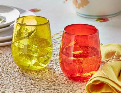 Tag Bubble Glass Stemless Wine Glass Parent In Yellow