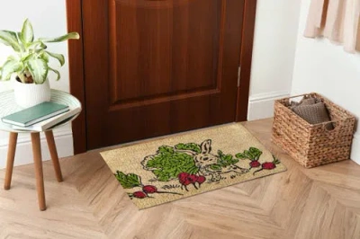 Tag 1'6" X 2'6" Bunny Eating Raddish Easter Rectangle Indoor Outdoor Coir Door Welcome Mat Multicolo In Multi