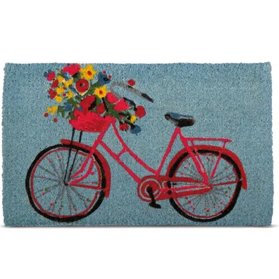 Tag 1'6" X 2'6" Bike Rider Coir Rectangle Indoor Outdoor Doormat Front Door Welcome Mat  Blue Backgr In Blue