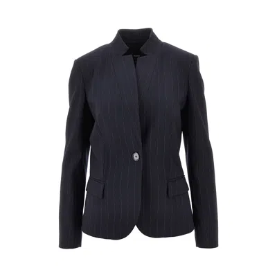 Pinko Tailored Pinstripe Blazer With Structured Shoulders In Black