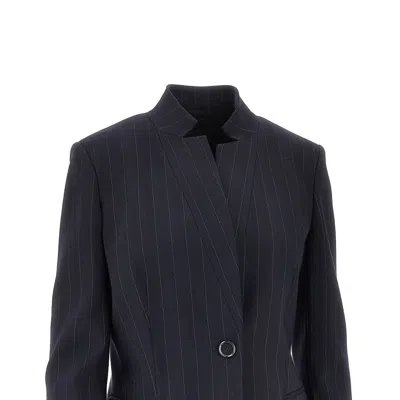 Pinko Tailored Pinstripe Blazer With Structured Shoulders In Black