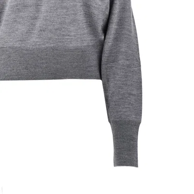 Pinko Knitted Sweater With Love Birds Logo In Gray