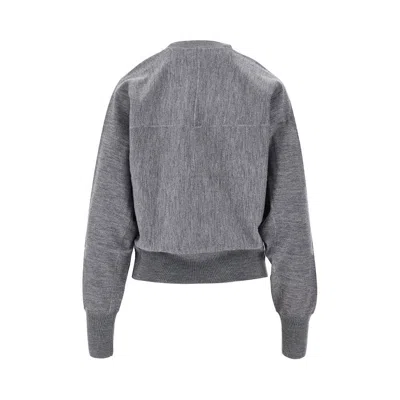 Pinko Knitted Sweater With Love Birds Logo In Gray