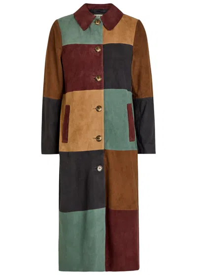 Rixo London Rixo Milly Patchwork Suede Coat In Brown