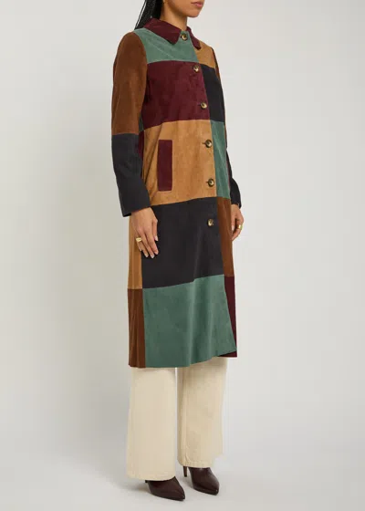 Rixo London Rixo Milly Patchwork Suede Coat In Brown