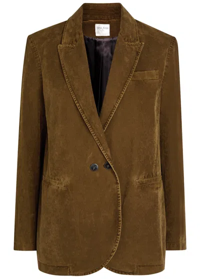 Forte Forte Flocked Cotton Double-breasted Jacket With Textured Finish In Brown