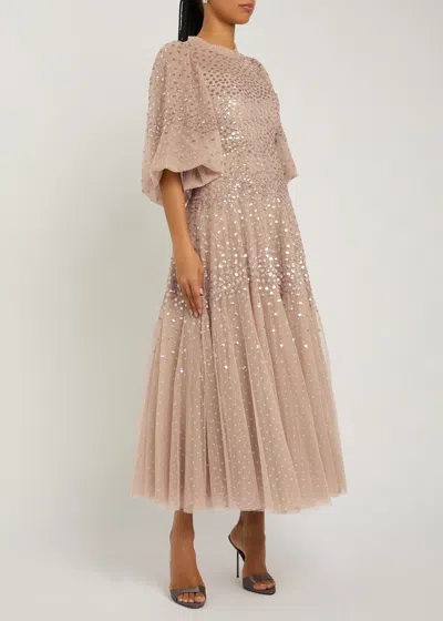 Needle & Thread Sequin-embellished Tulle Gown In Neutral