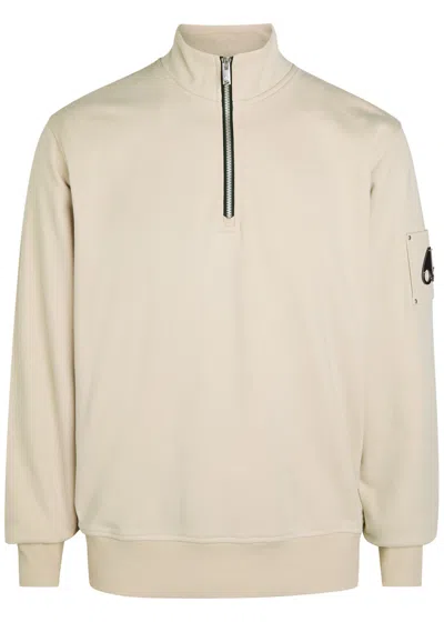 Moose Knuckles Hartsfield Half-zip Cotton Sweatshirt In Neutral