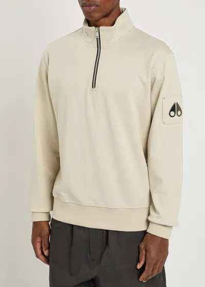 Moose Knuckles Hartsfield Half-zip Cotton Sweatshirt In Neutral