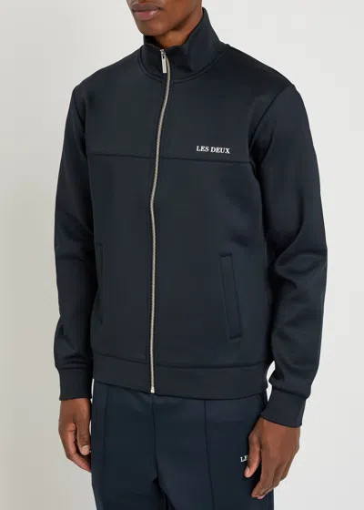 Les Deux Ballier Logo-print Jersey Track Jacket In Blue