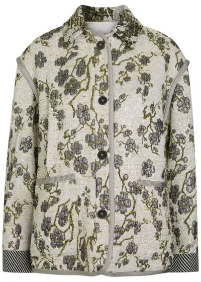 Forte Forte La Lune En Fleur Jacquard Jacket In Gray