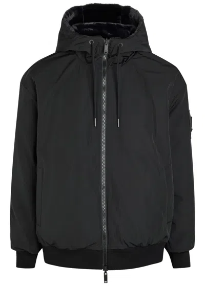 Moose Knuckles Bunny Hooded Shell And Faux Fur Jacket In Black