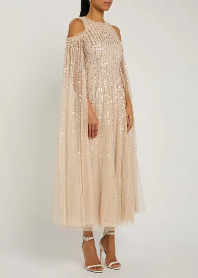 Needle & Thread Moonlight Sequin-embellished Tulle Gown In Neutral