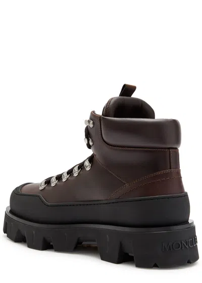 Moncler Grenoble Peak Trek Leather Hiking Boots In Brown