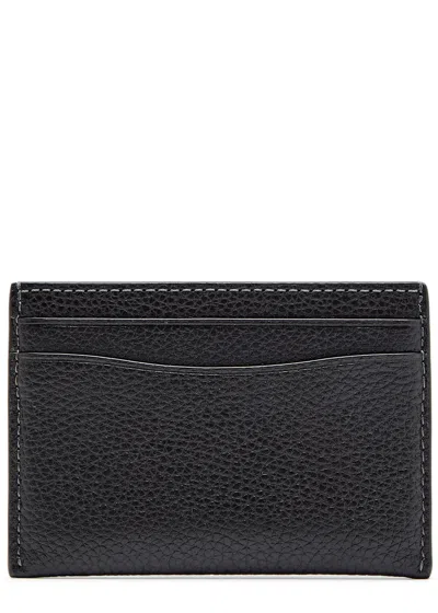 Coach Logo Pebbled Leather Card Holder In Black