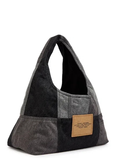 Marc Jacobs Patchwork Cotton Shoulder Bag With Top Handle In Black
