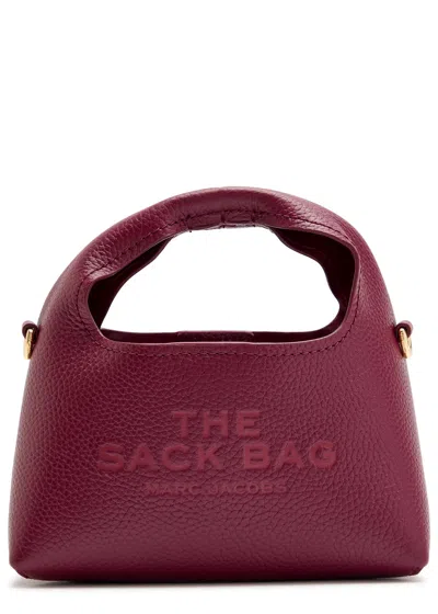 Marc Jacobs The Sack Micro Leather Top Handle Bag In Burgundy