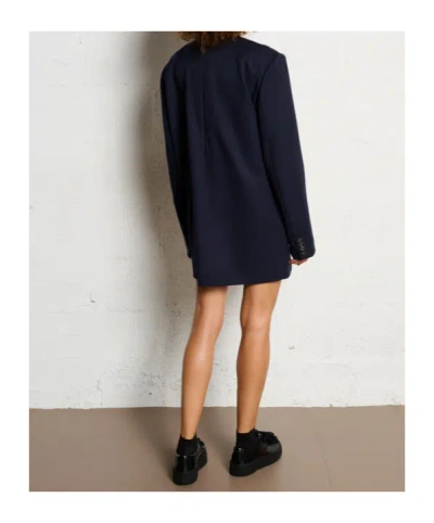 Soeur Short Dress With Long Sleeves Plain In Blue