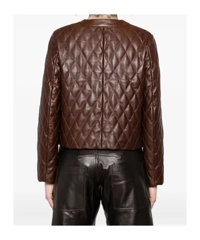 Nili Lotan Amy Cropped Quilted Leather Jacket In Brown