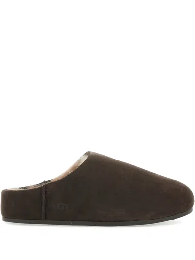 Ugg Elea Brown Mules With Logo Lettering On The Side And Shearling Lining In Suede Woman In Brown