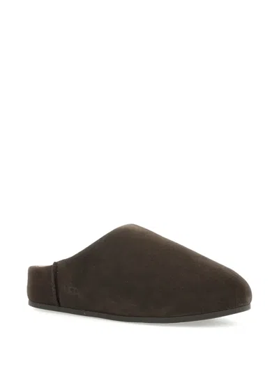 Ugg Elea Brown Mules With Logo Lettering On The Side And Shearling Lining In Suede Woman In Brown