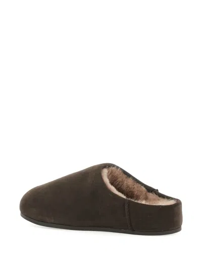 Ugg Elea Brown Mules With Logo Lettering On The Side And Shearling Lining In Suede Woman In Brown