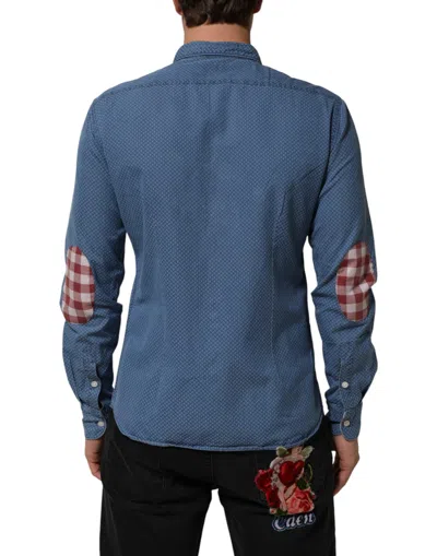 Pre-owned Aglini Blue Denim Slim Fit Collared Long Sleeve Casual Men's Shirt ()