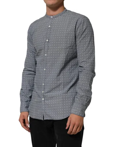 Aglini Gray Polka Dot Cotton Button Down Long Sleeves Shirt In Animal Print