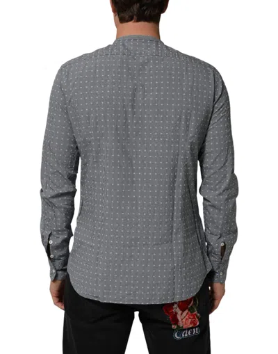 Aglini Gray Polka Dot Cotton Button Down Long Sleeves Shirt In Animal Print