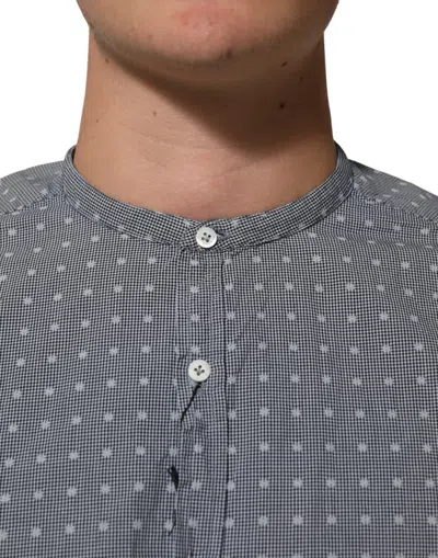 Aglini Gray Polka Dot Cotton Button Down Long Sleeves Shirt In Animal Print