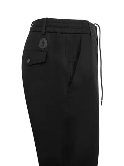 Moncler Logo-patch Trousers In Black