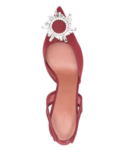 Amina Muaddi 95mm Begum Crystal-embellished Heeled Sandals In Red