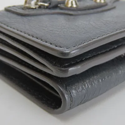 Pre-owned Balenciaga Gray Leather Wallet (tri-fold) ()