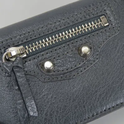 Pre-owned Balenciaga Gray Leather Wallet (tri-fold) ()