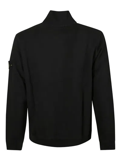 Stone Island Zip Sweatshirt In Black