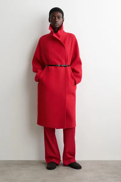 Cos Oversized Double-breasted Wool Coat In Red