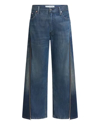 E.l.v Denim Siouxie Wide Leg Zip Jeans In Blue