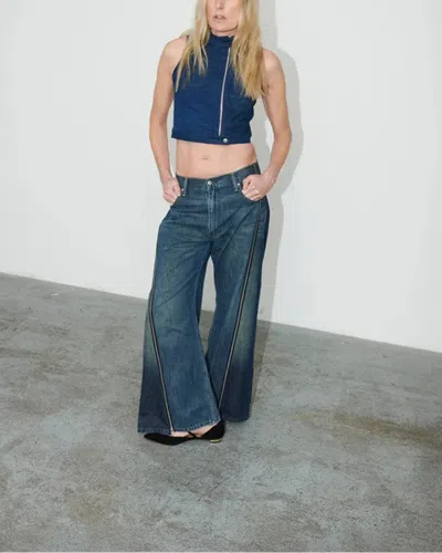 E.l.v Denim Siouxie Wide Leg Zip Jeans In Blue