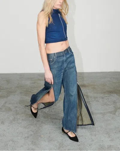 E.l.v Denim Siouxie Wide Leg Zip Jeans In Blue
