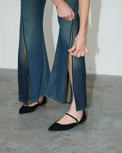 E.l.v Denim Siouxie Wide Leg Zip Jeans In Blue