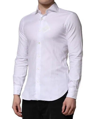 Pre-owned Barba Napoli White Long Sleeves Collared Dress Formal Men's Shirt ()