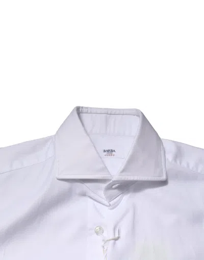 Pre-owned Barba Napoli White Long Sleeves Collared Dress Formal Men's Shirt ()