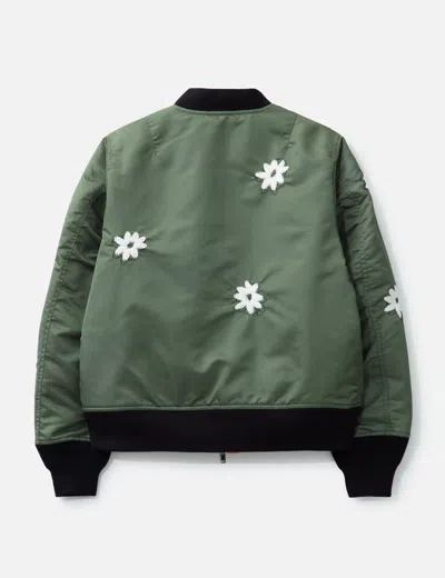 Nòmarhythm Textile Flower Embroidery Flight Jacket In Gray