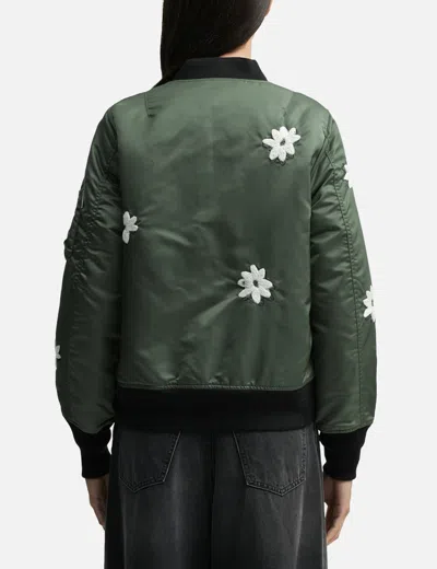 Nòmarhythm Textile Flower Embroidery Flight Jacket In Gray