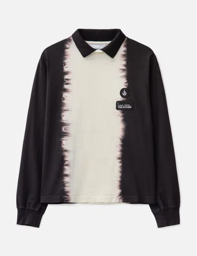 Nòmarhythm Textile Hand Dye Polo Tee Shirt In Black