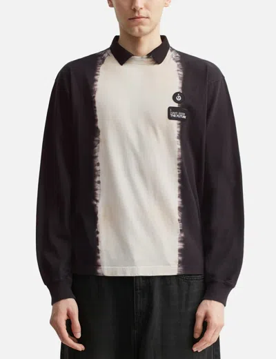 Nòmarhythm Textile Hand Dye Polo Tee Shirt In Black