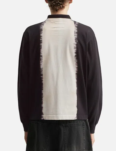 Nòmarhythm Textile Hand Dye Polo Tee Shirt In Black